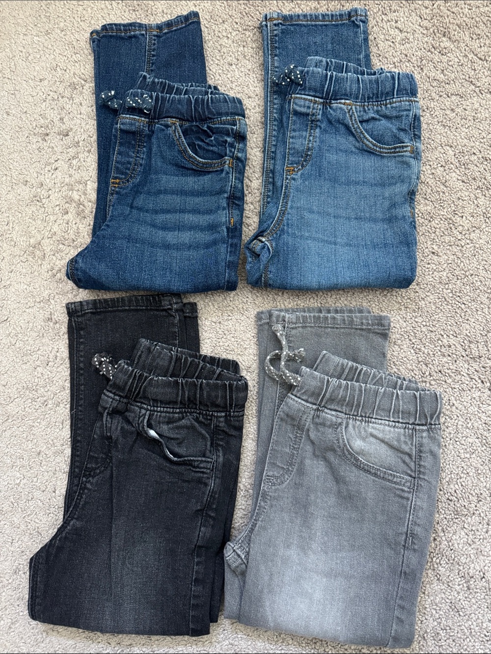 Lot of 4 Jumping Beans Kids Denim Pull On Elastic Jeans Blue Black Gray 5 5T